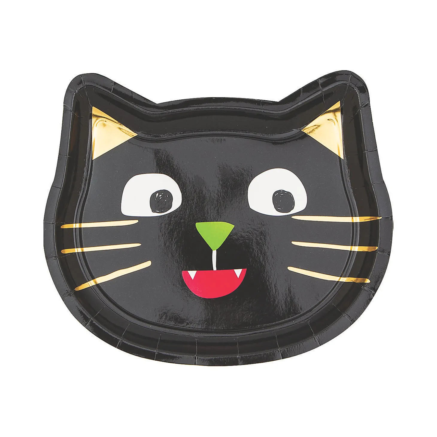 Halloween Party Ghoul Gang Black Cat With Gold Foil Paper Dessert Plates - 8 Ct.