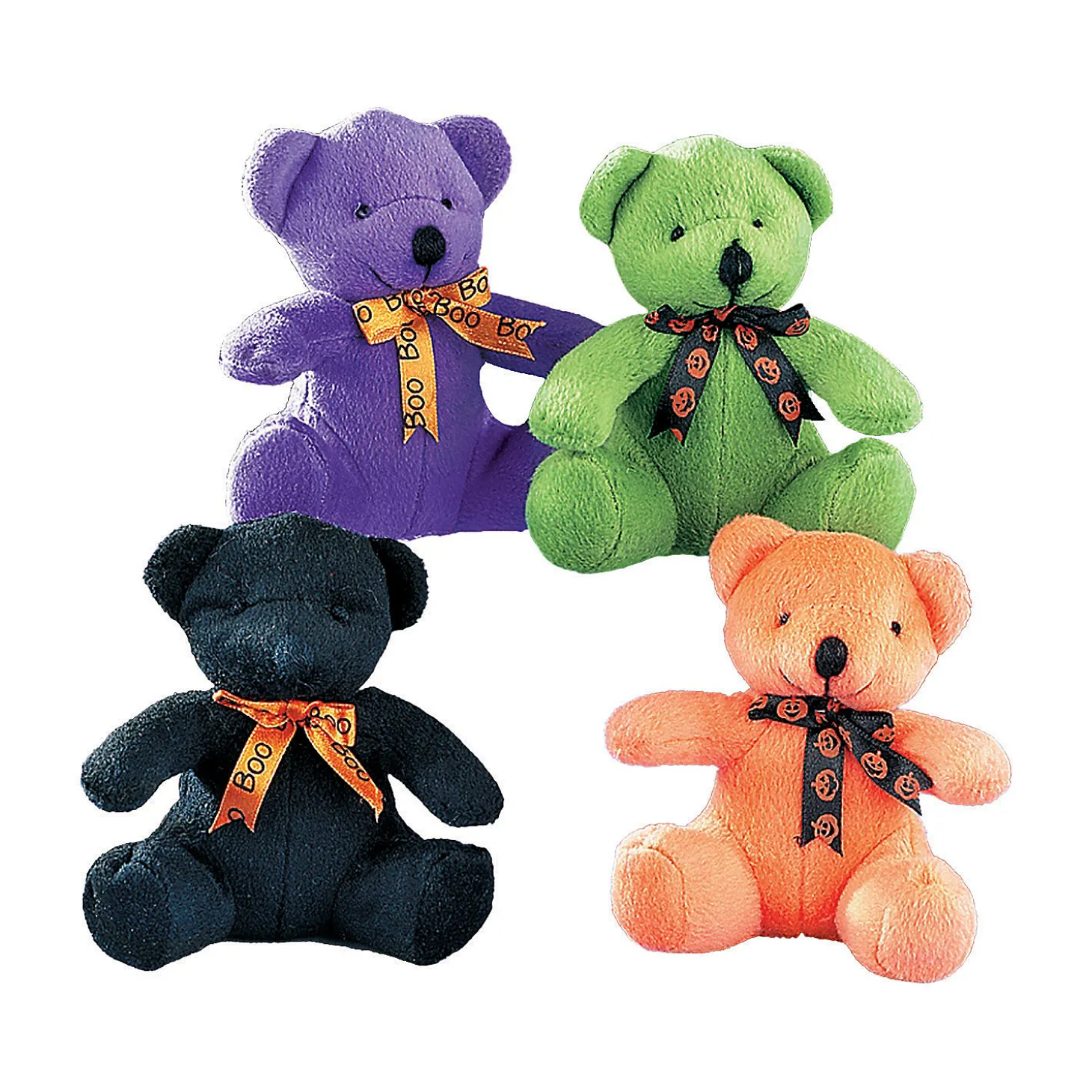 Halloween Stuffed Bears With Ribbon - 12 Pc.