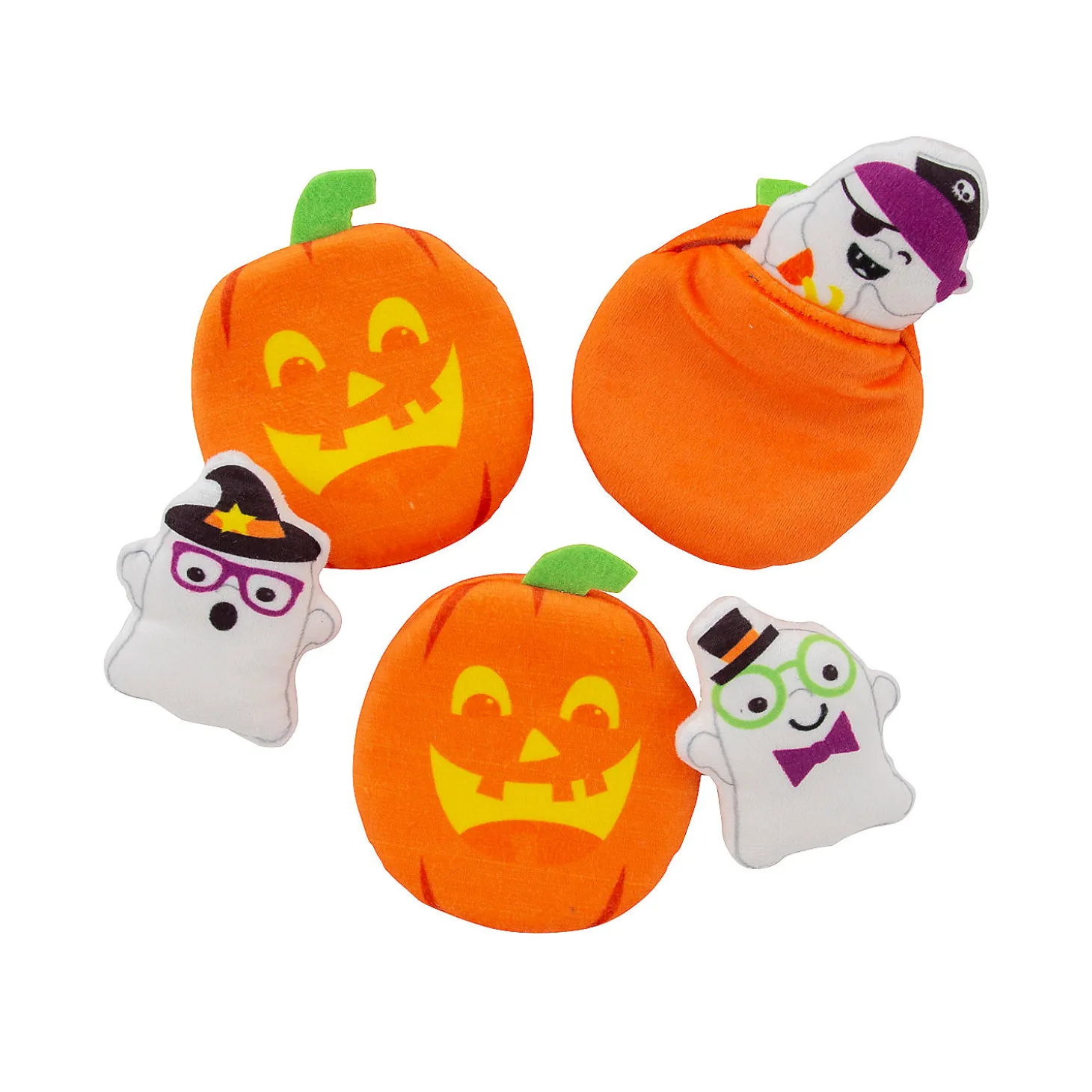Halloween Stuffed Pocket Pumpkins With Ghosts - 12 Pc.