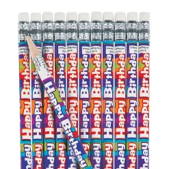 Happy Birthday Stripe Pencils - 24 Pc.