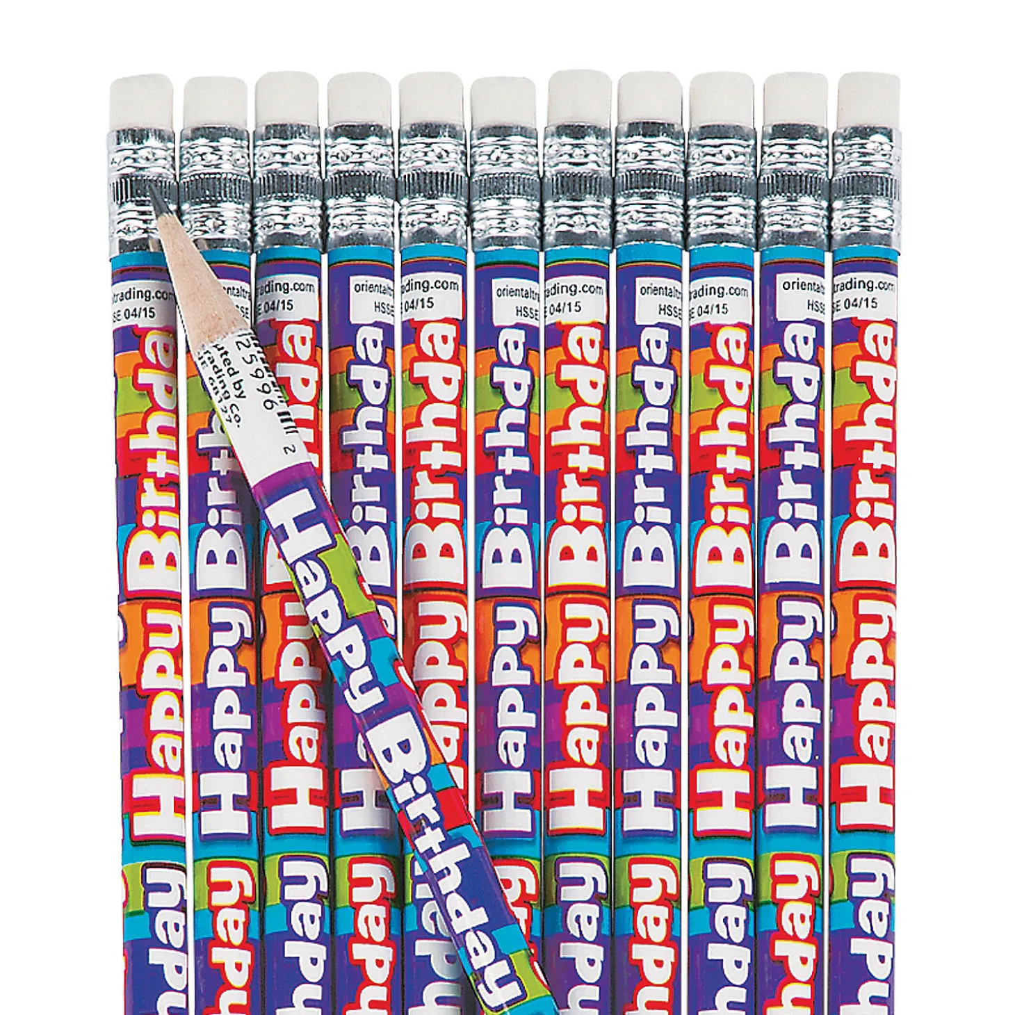 Happy Birthday Stripe Pencils - 24 Pc.