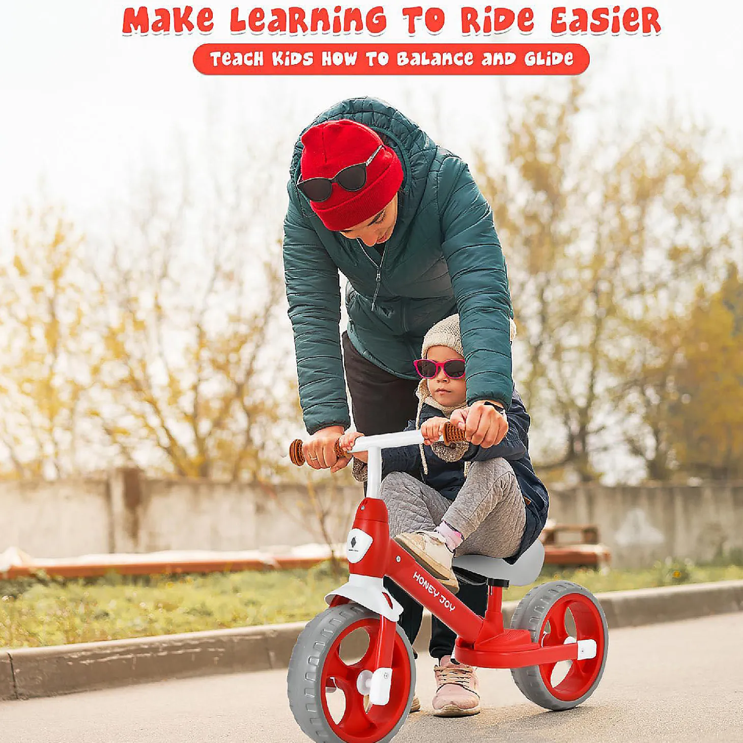 Honey Joy Toddler Balance Bike W/ Feetrests For 2-5 Yr Red