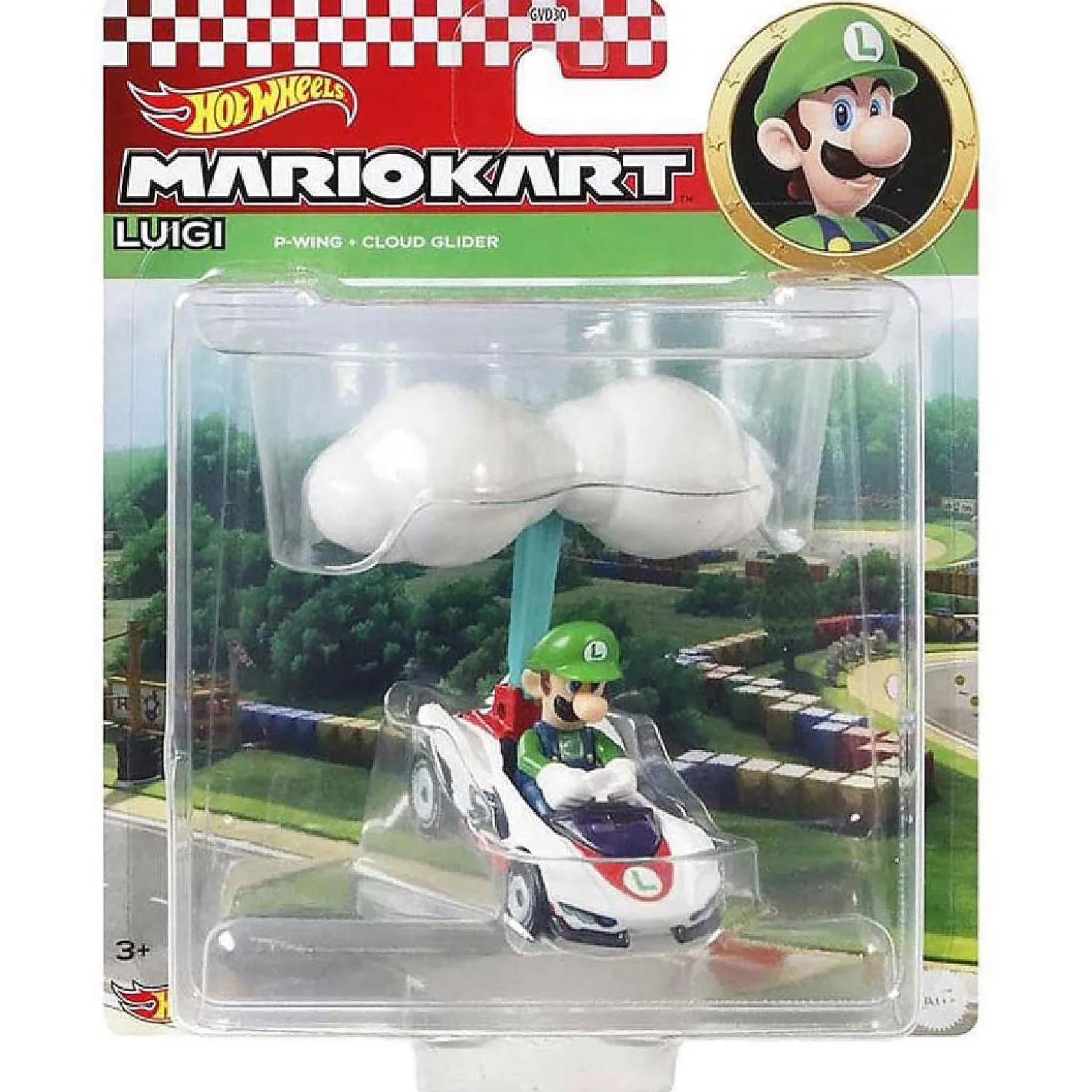 Hot Wheels Die-Cast Mario Kart Luigi In P-Wing Kart With Cloud Glider