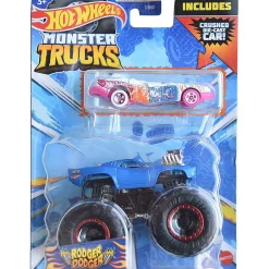 Hot Wheels Monster Trucks 1:64 Scale Rodger Dodger, Includes Hot Wheels Die Cast Car Hkm13