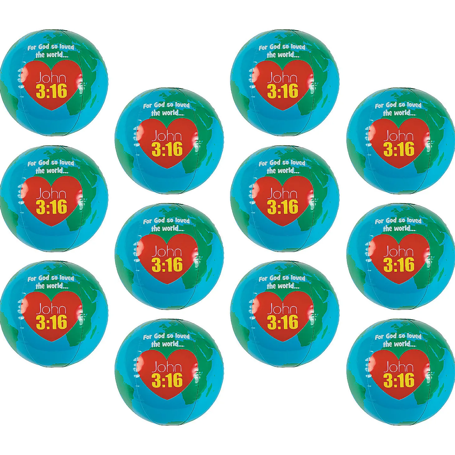 Inflatable 10" God Loves The World Globes - 12 Pc.
