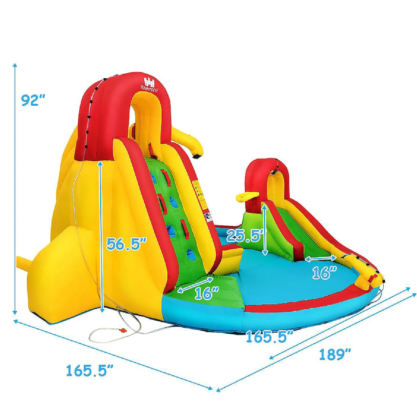 Inflatable Kids Water Slide Park With Climbing Wall Water Cannon And Splash Pool