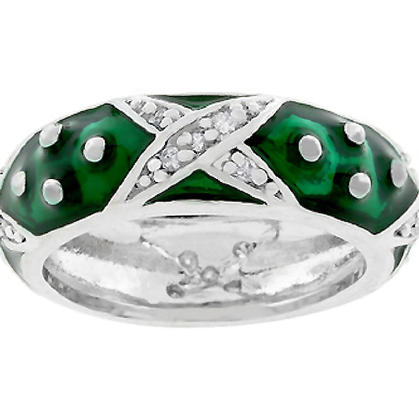 J Goodin Marbled Forest Green Enamel Ring Size 9