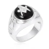 J Goodin Silvertone Onyx Mens Ring - Size 12