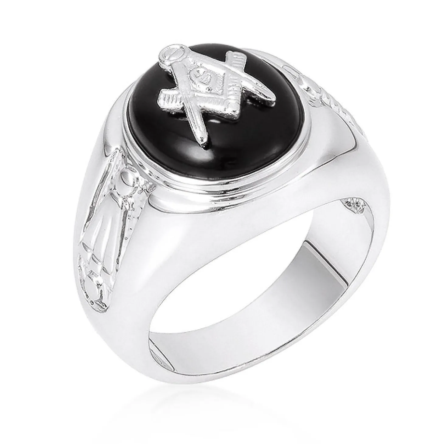 J Goodin Silvertone Onyx Mens Ring - Size 12