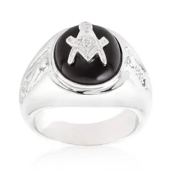 J Goodin Silvertone Onyx Mens Ring - Size 12