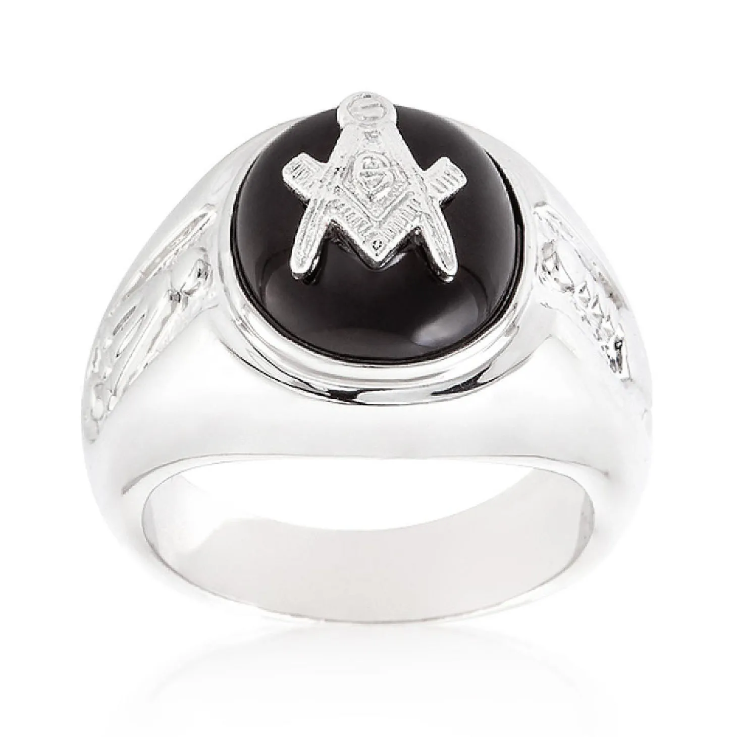 J Goodin Silvertone Onyx Mens Ring - Size 12