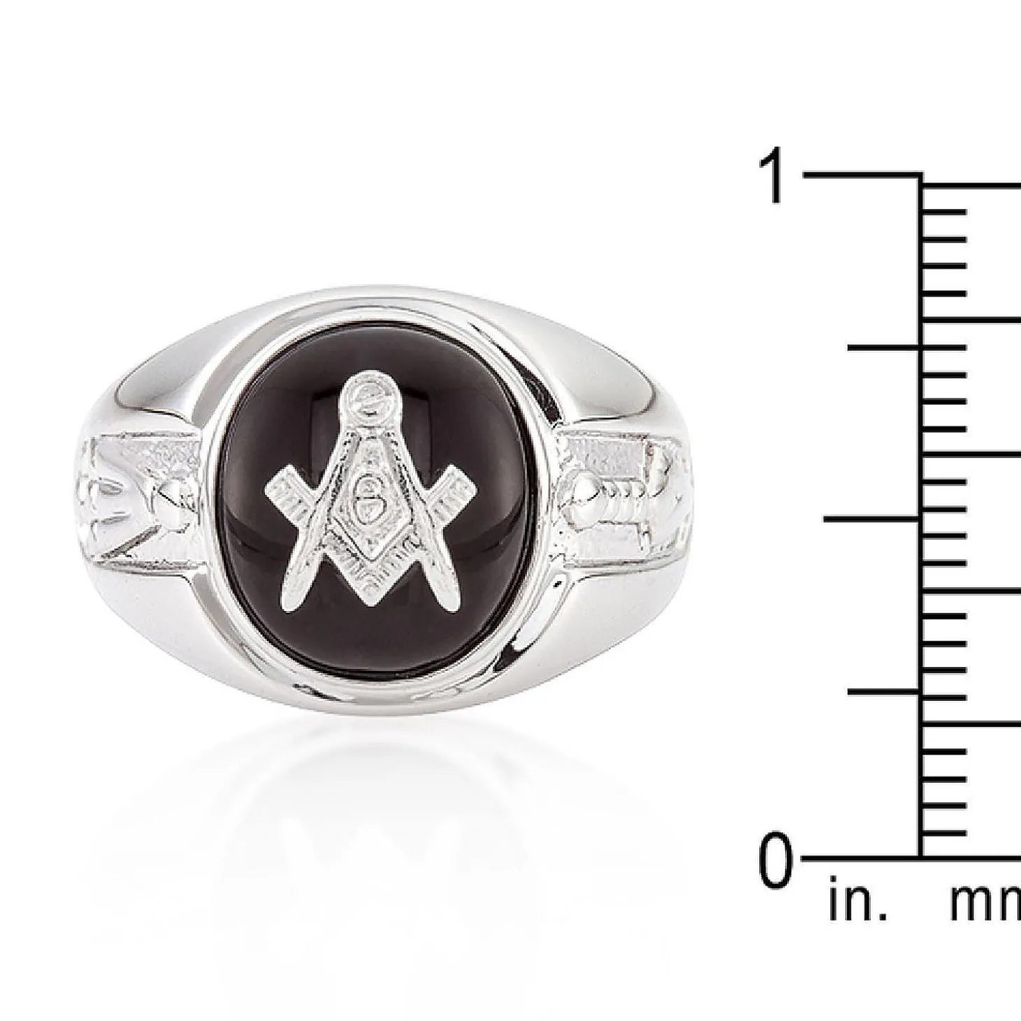 J Goodin Silvertone Onyx Mens Ring - Size 12