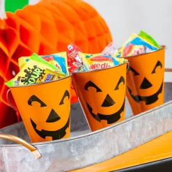 Jack-O'-Lantern Galvanized Pails - 12 Pc.