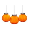 Jack-O'-Lantern-Shaped Reusable Bpa-Free Plastic Cups With Lids & Straws - 12 Ct.