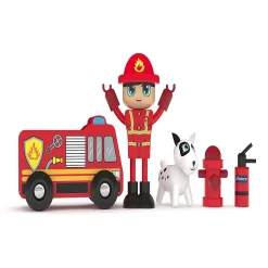 J'Adore Firefighter Zac Natural Wooden Toy Playset