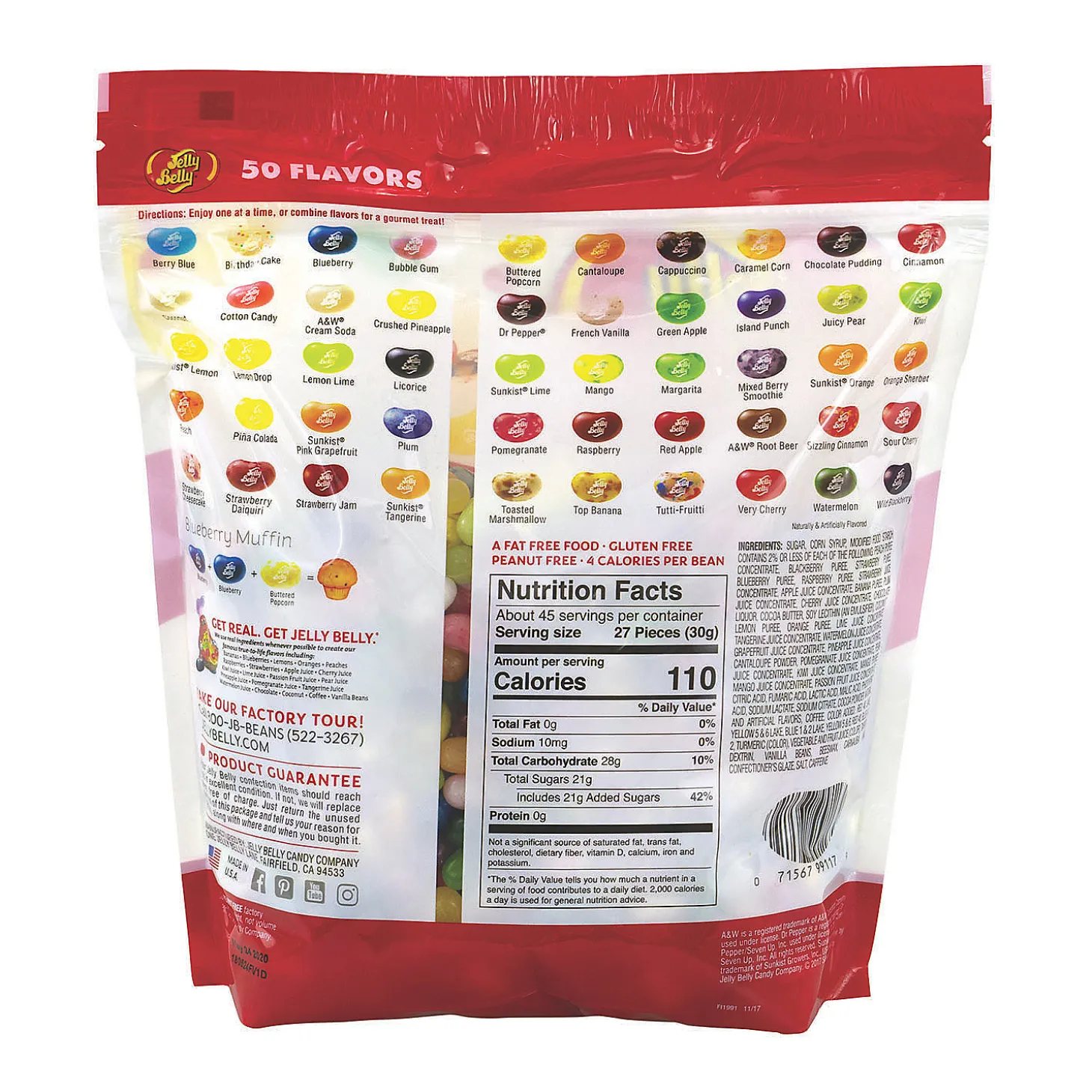 Jelly Belly 50 Flavors Jelly Beans Assortment, 3 Lb