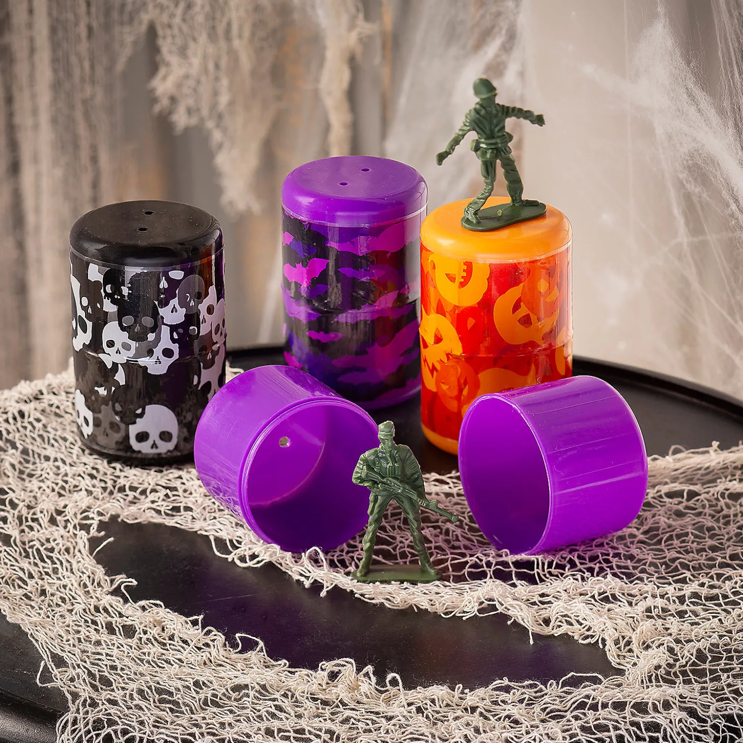 Jumbo Army Toy-Filled Halloween Containers - 12 Pc.