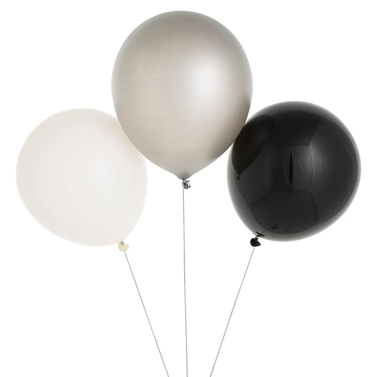 Jumbo Black, White & Silver Latex Balloon Bouquet - 7 Pc.