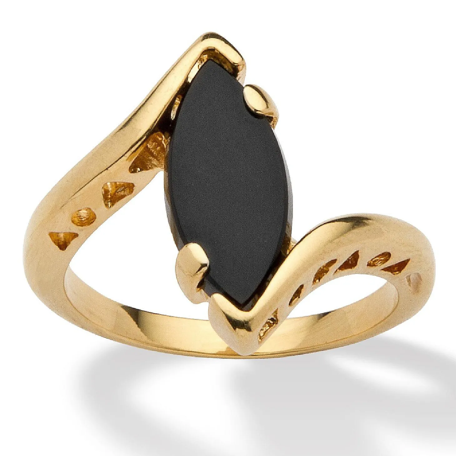 18K Gold Plated Genuine Onyx Ring