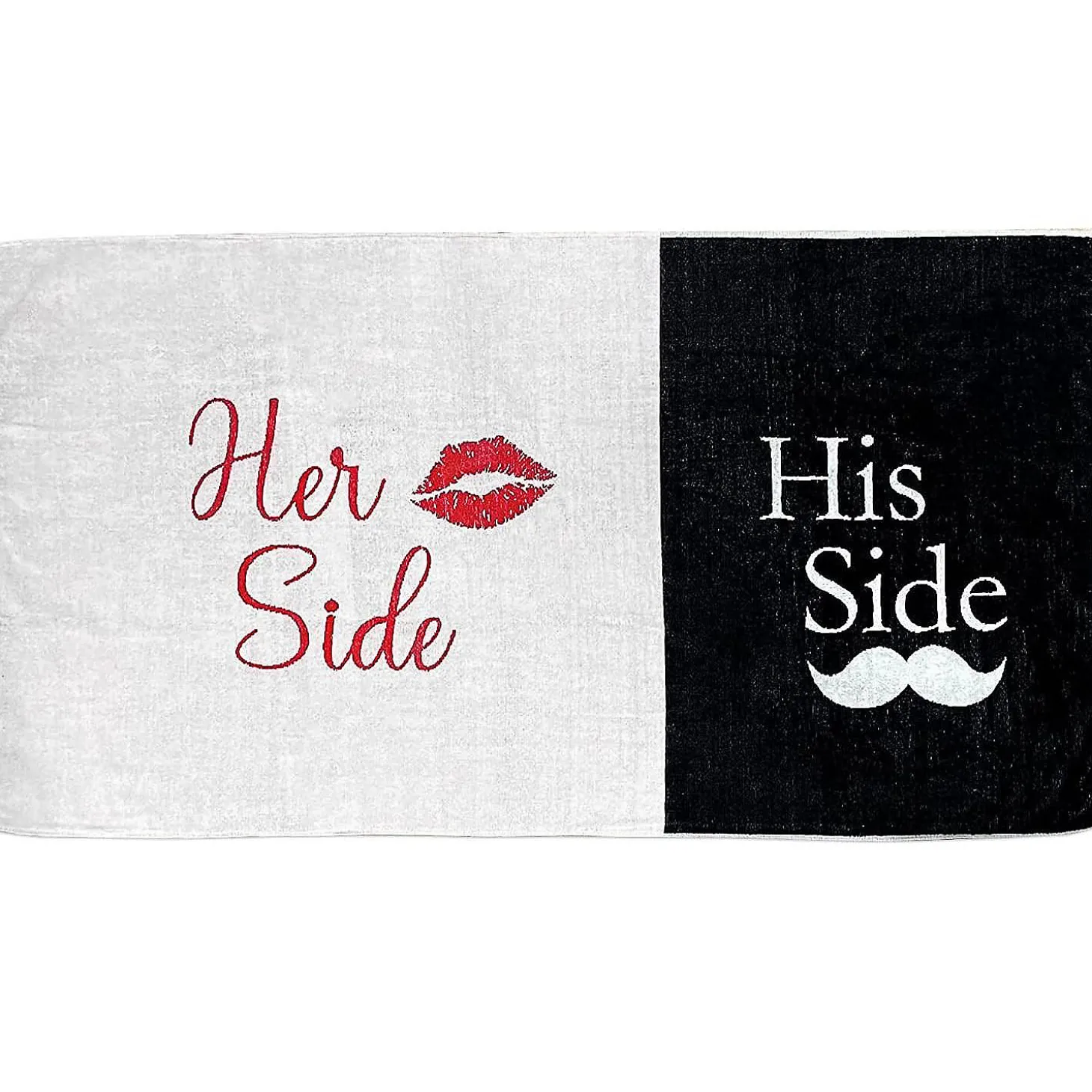 Kovot Her Side His Side Towel With Mustache And Red Lips. For Mr. And Mrs. Beach Or Bath, 30 Inch X 56 Inch