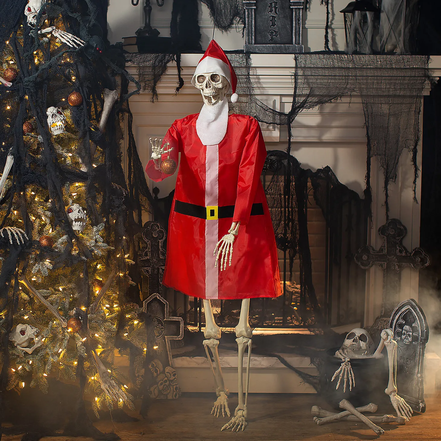 Large Posable Skeleton Santa Outfit