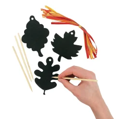Magic Color Scratch Black Fall Leaves - 24 Pc.