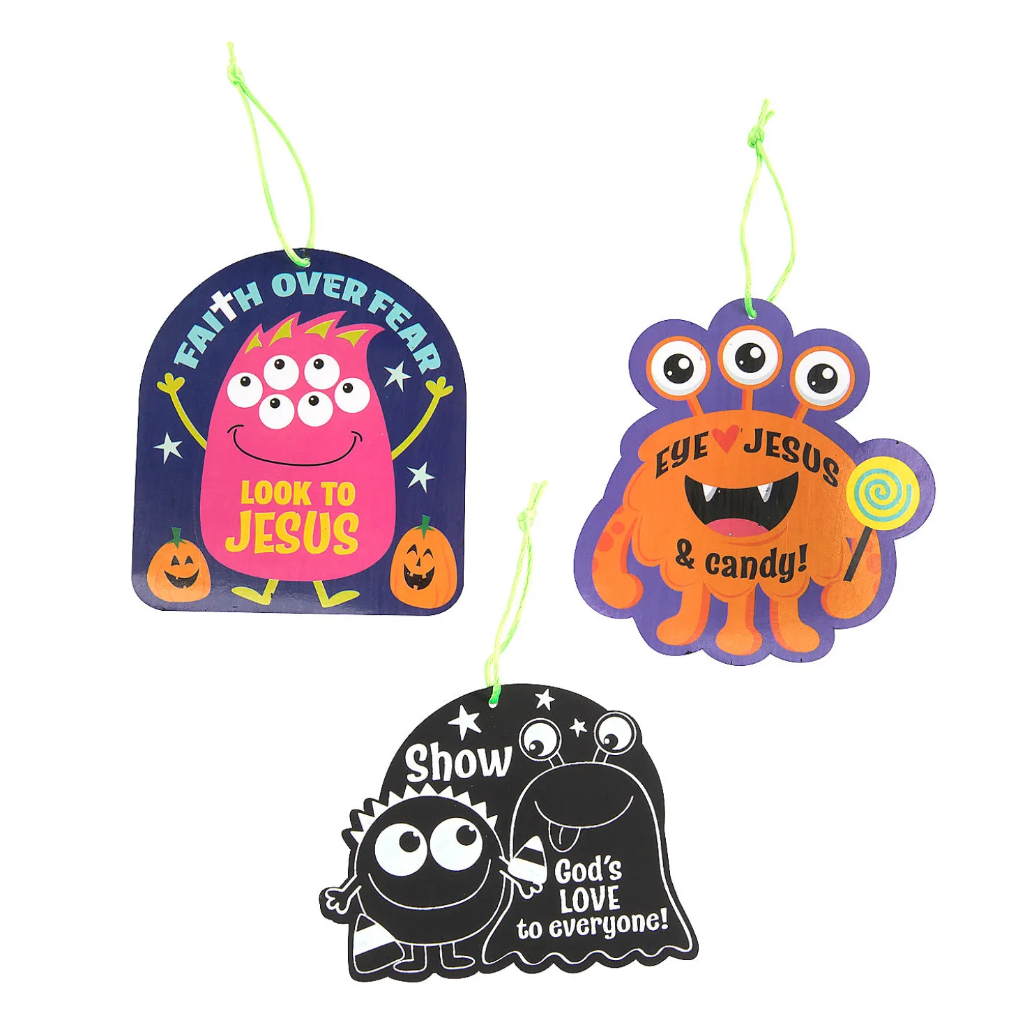 Magic Color Scratch Religious Halloween Monster Ornaments - 24 Pc.