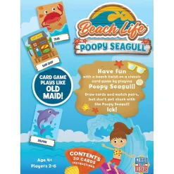 Masterpieces Licensed Kids Games - Beach Life - Seagull Poop Card Game For Kids & Family
