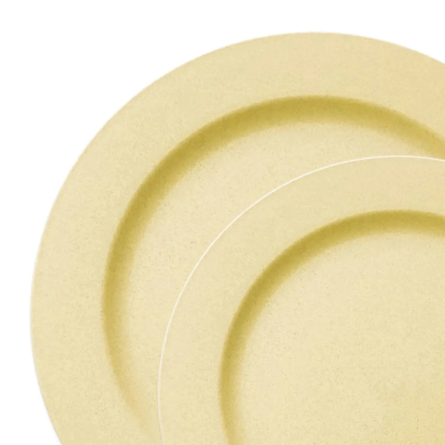 Matte Bright Yellow Round Disposable Plastic Dinnerware Value Set (40 Dinner Plates + 40 Salad Plates)