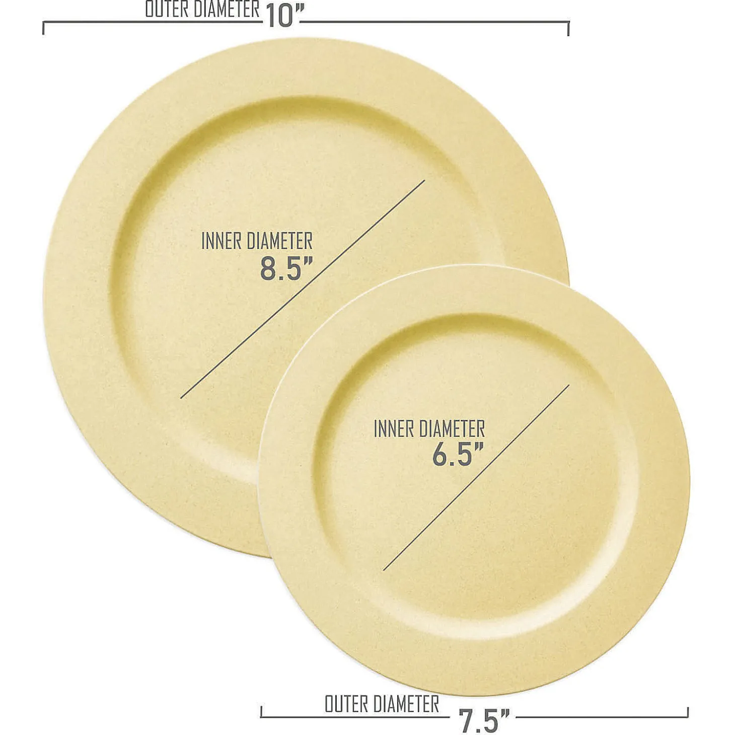 Matte Bright Yellow Round Disposable Plastic Dinnerware Value Set (40 Dinner Plates + 40 Salad Plates)
