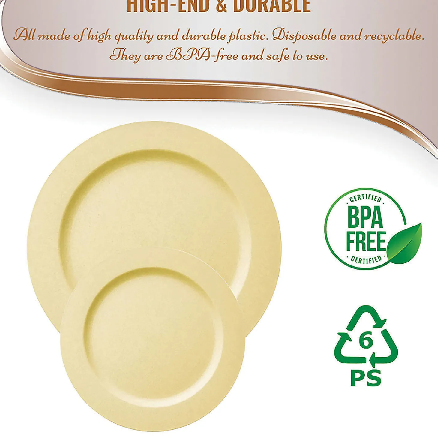 Matte Bright Yellow Round Disposable Plastic Dinnerware Value Set (40 Dinner Plates + 40 Salad Plates)