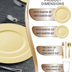 Matte Bright Yellow Round Disposable Plastic Dinnerware Value Set (20 Settings)