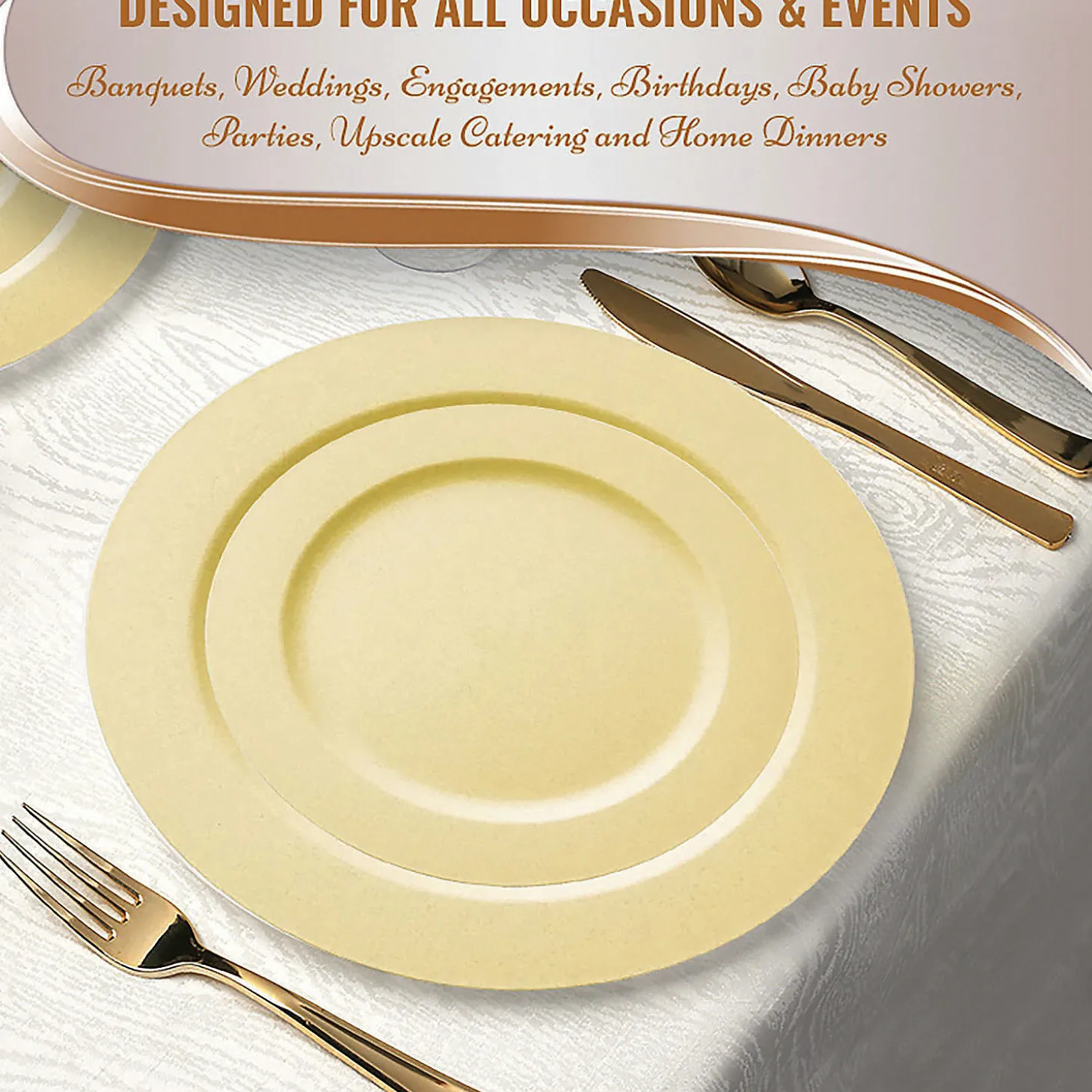 Matte Bright Yellow Round Disposable Plastic Dinnerware Value Set (20 Settings)