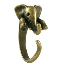 Maya's Grace Unique Simple Animal Elephant Open Ring Women's Antique Vintage Adjustable Band Cuff Ring - Bronze