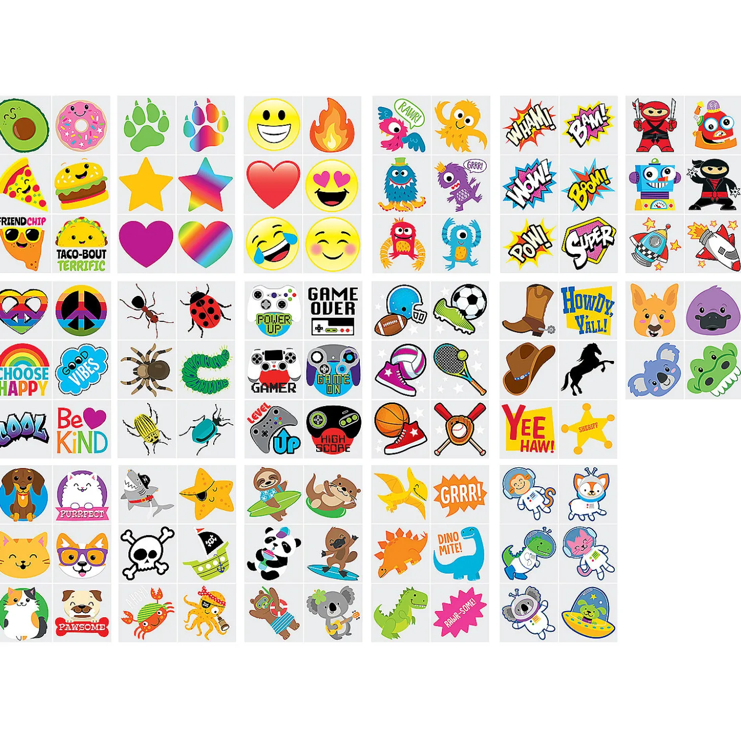 Mega Bulk 1500 Pc. Temporary Tattoo Assortment