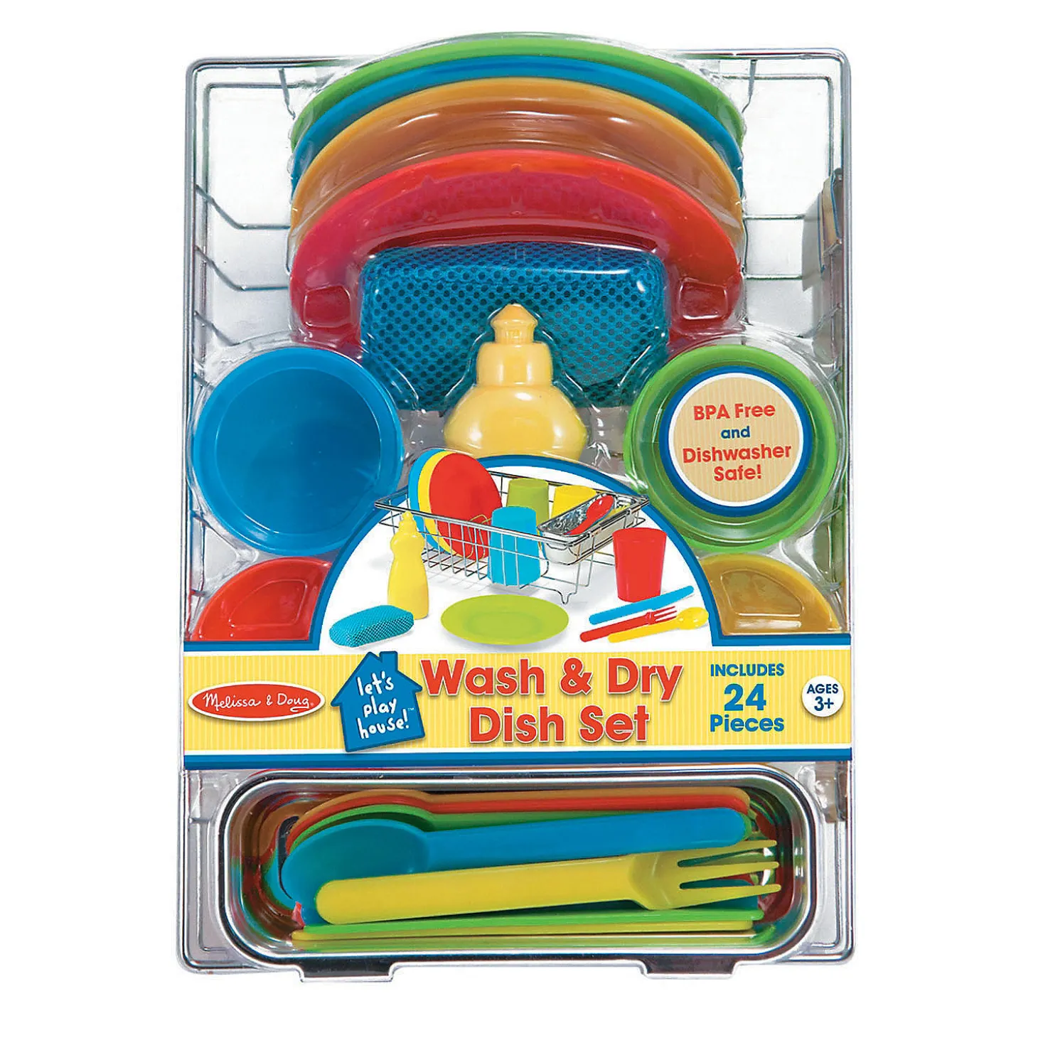 Melissa & Doug Lets Play House Wash & Dry Dish Set
