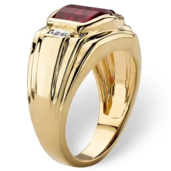 Men's 2.77 Tcw Red Ruby Gold-Plated Ring