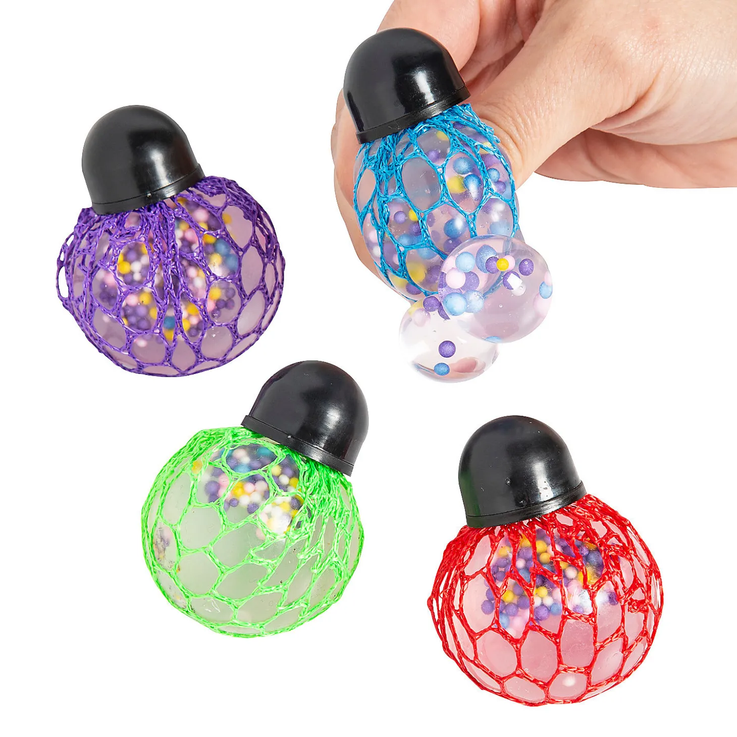Mesh-Covered Mini Bright Bead Stress Balls - 24 Pc.