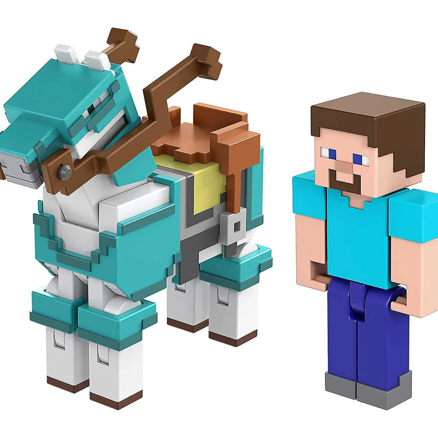 Minecraft 3.25-Inch Steve And Armored Horse Action Figure 2-Pack