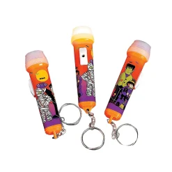 Mini Halloween Flashlight Keychains - 12 Pc.