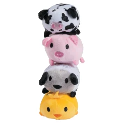 Mini Roly-Poly Cow, Pig, Chick, Lamb Farm Stuffed Animals - 12 Pc.