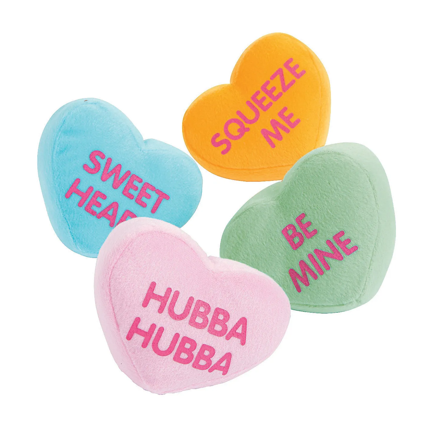 Mini Valentine's Day Stuffed Conversation Hearts - 12 Pc.