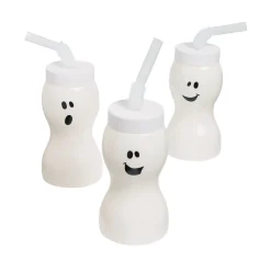 Molded Ghost Bpa-Free Plastic Cups With Lids & Straws - 12 Ct.