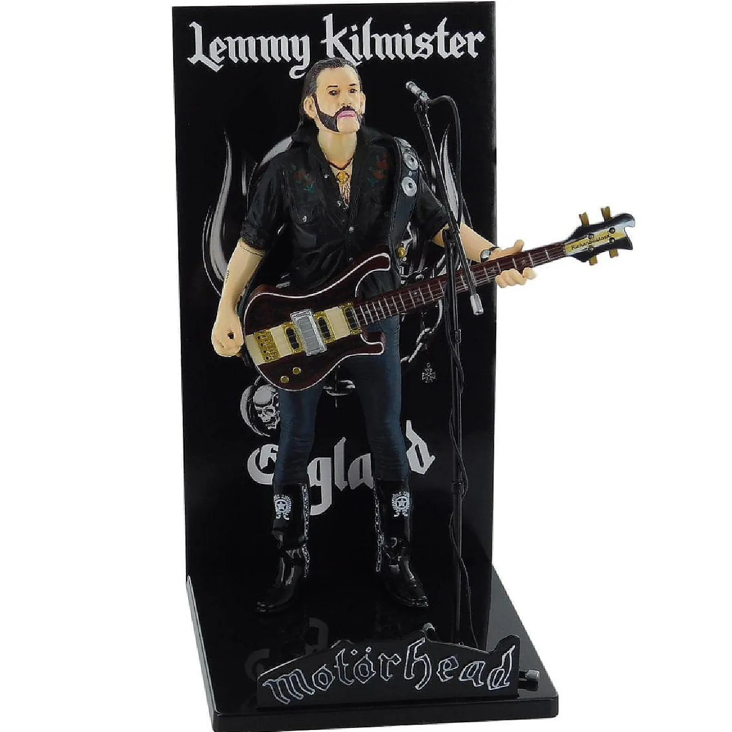 Motorhead Lemmy Kilmister Deluxe Figure Rickenbacker Guitar Dark Wood
