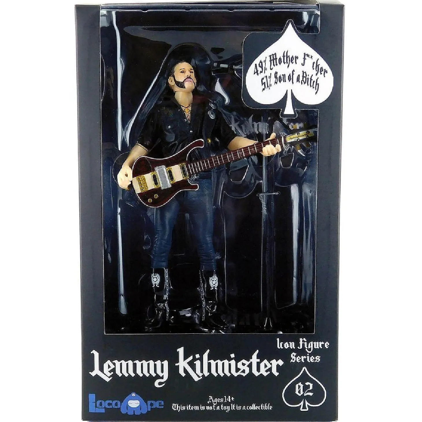 Motorhead Lemmy Kilmister Deluxe Figure Rickenbacker Guitar Dark Wood