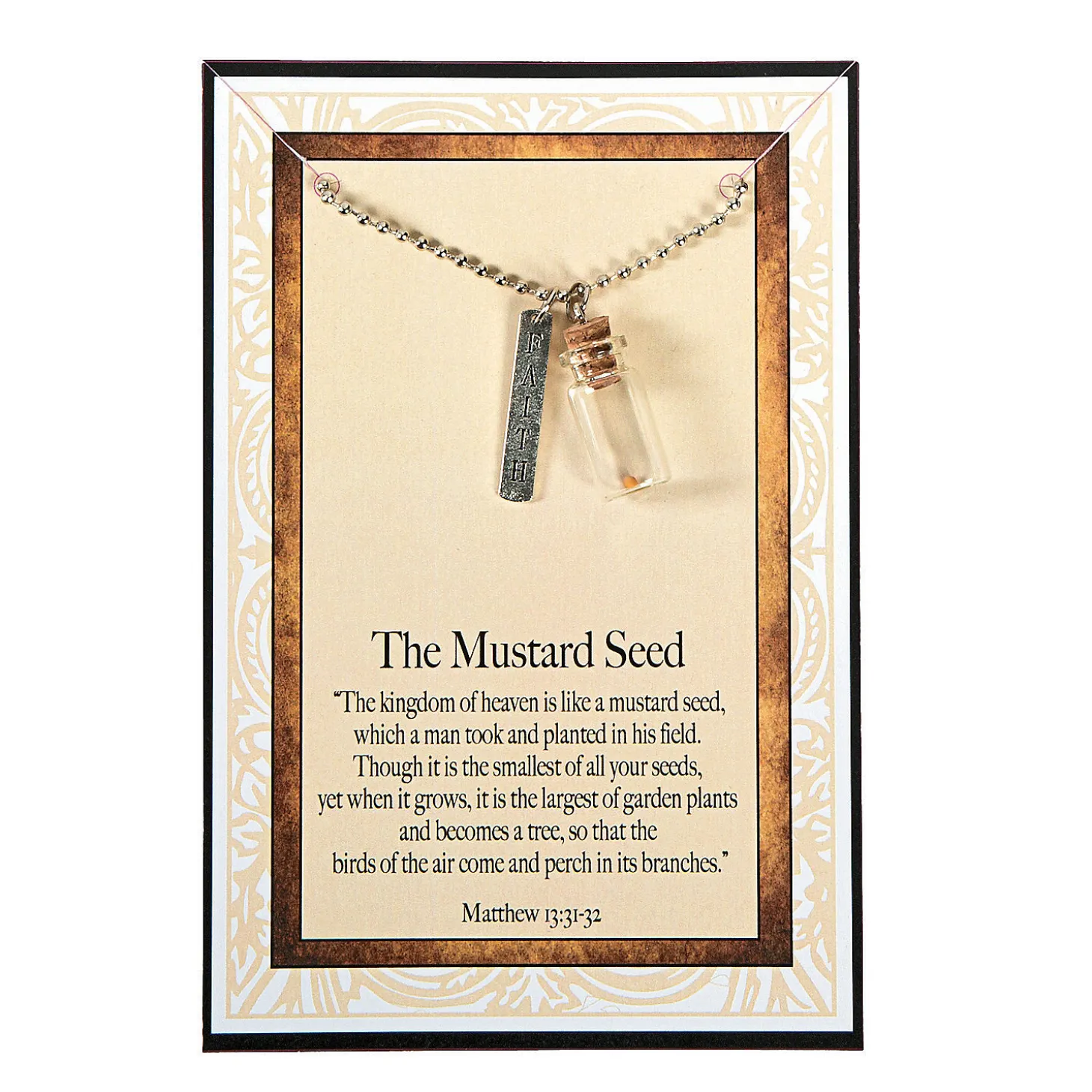 Mustard Seed Necklaces With Card - 12 Pc.
