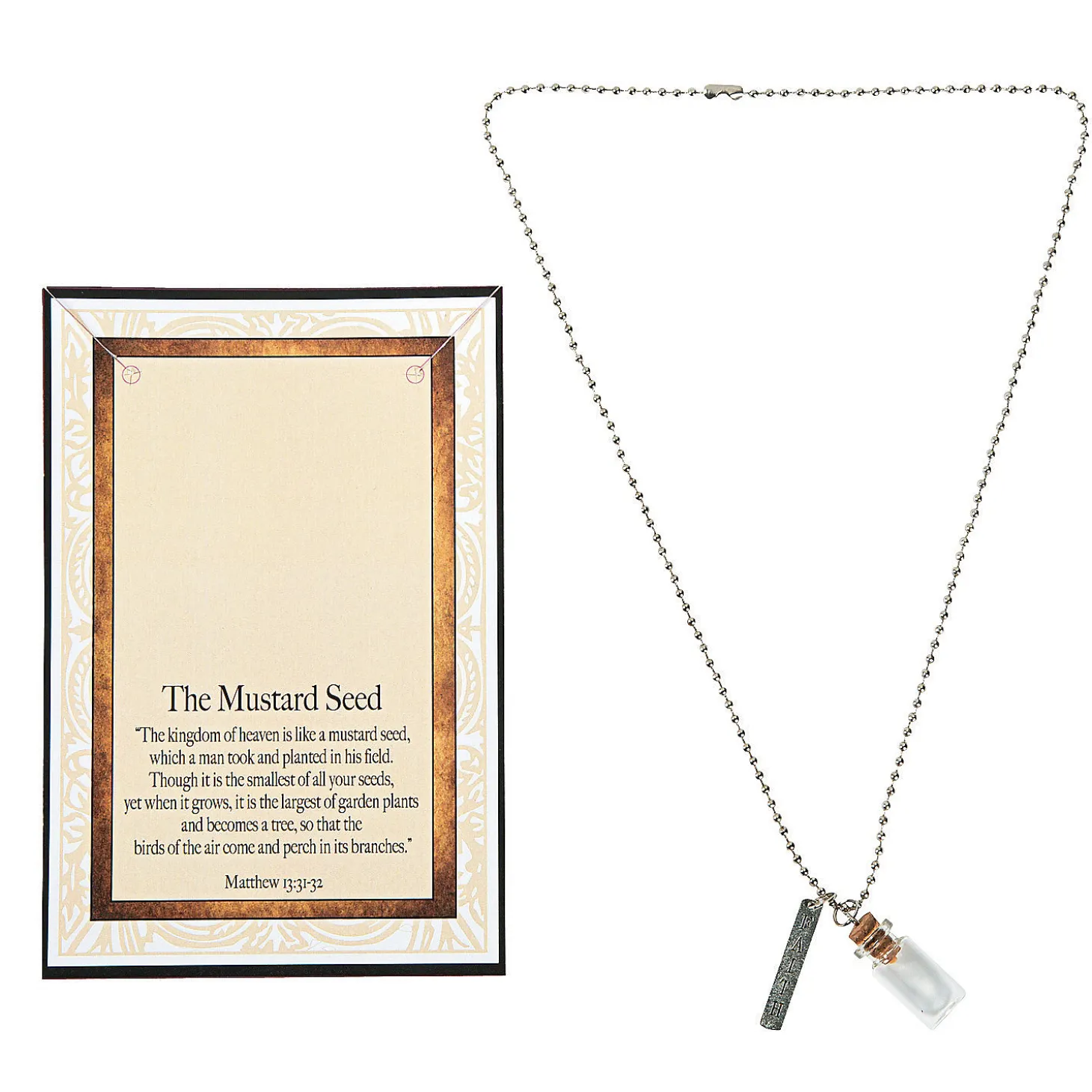 Mustard Seed Necklaces With Card - 12 Pc.