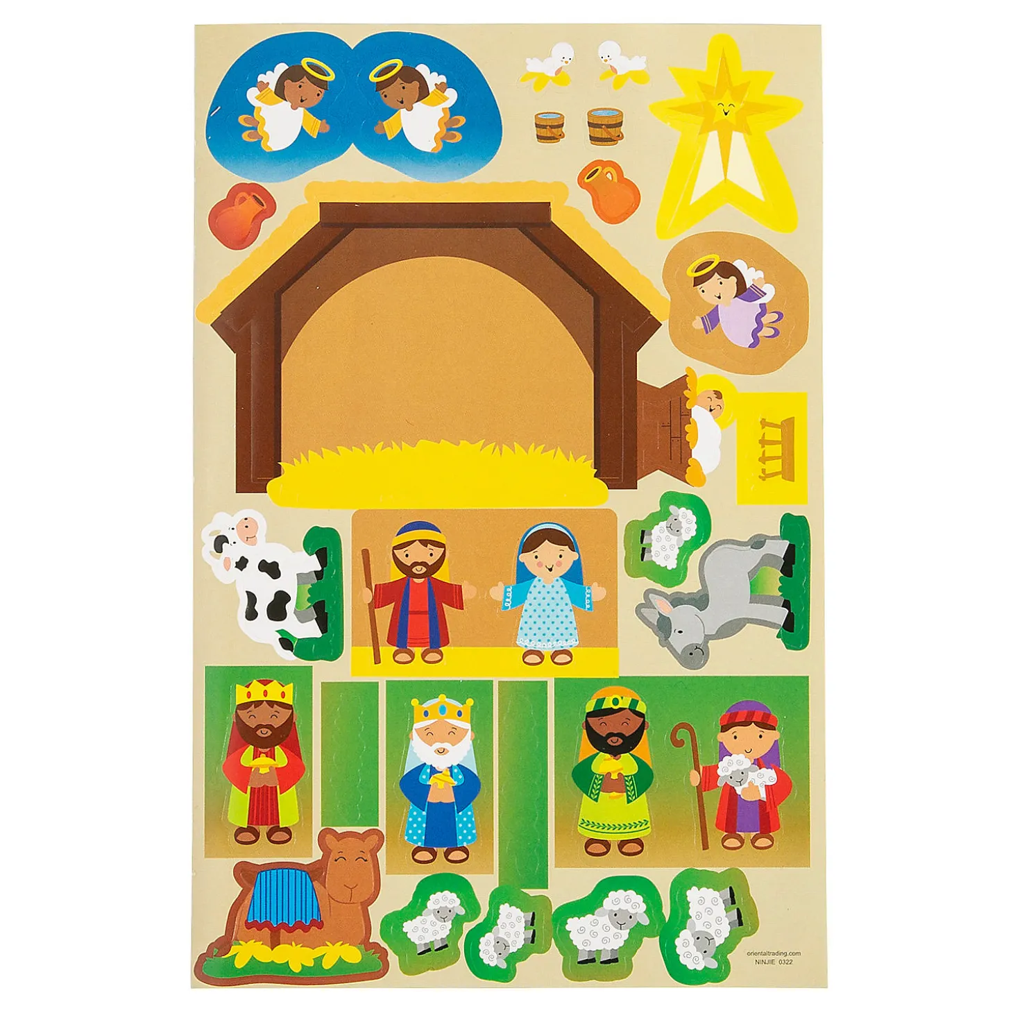 Nativity Doorknob Hanger Sticker Scenes - 12 Pc.