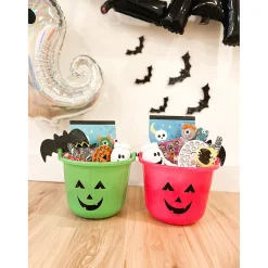 Neon Jack-O'-Lantern Bpa-Free Plastic Trick-Or-Treat Buckets - 12 Pc.
