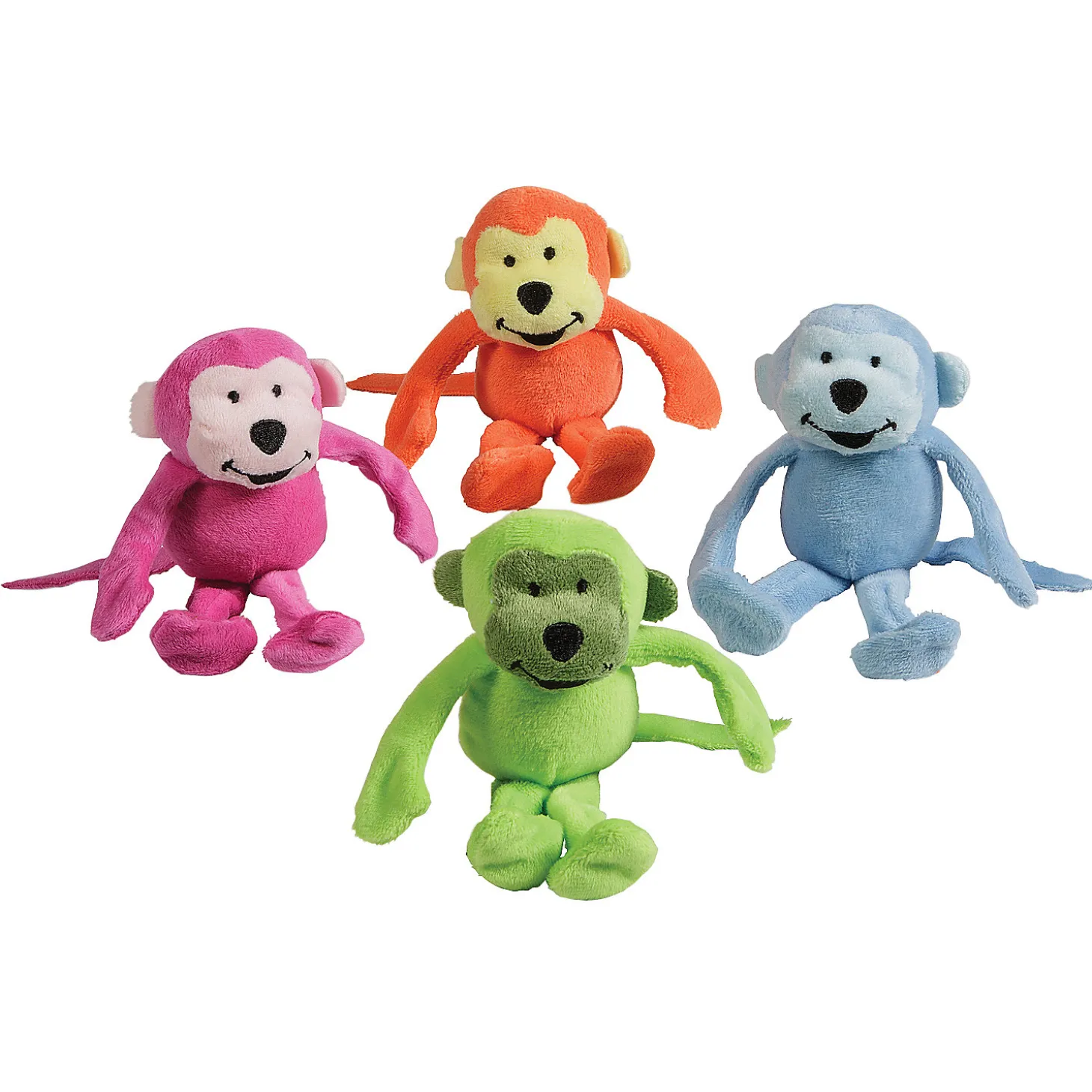 Neon Stuffed Monkeys - 12 Pc.
